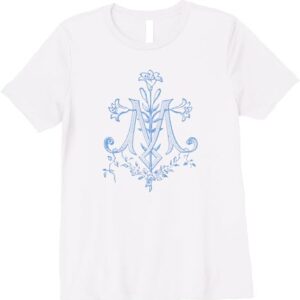 Marian "M" Monogram Catholic Women's Mother of God Holy Mary T-Shirt